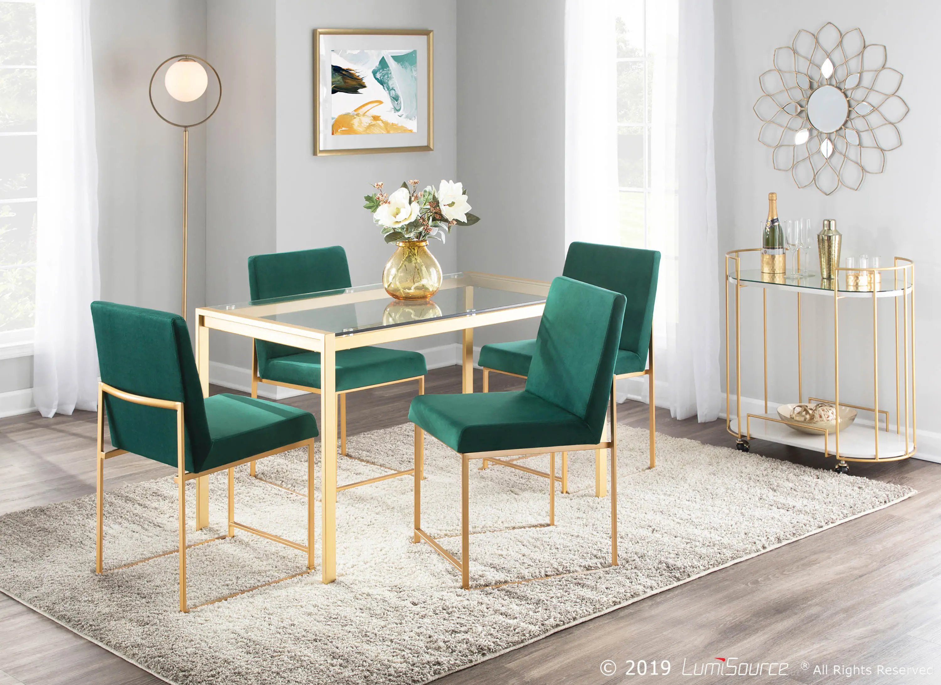 DC-HBFUJI AUVGN2 Fuji Green and Gold Dining Chairs, Set of 2-7