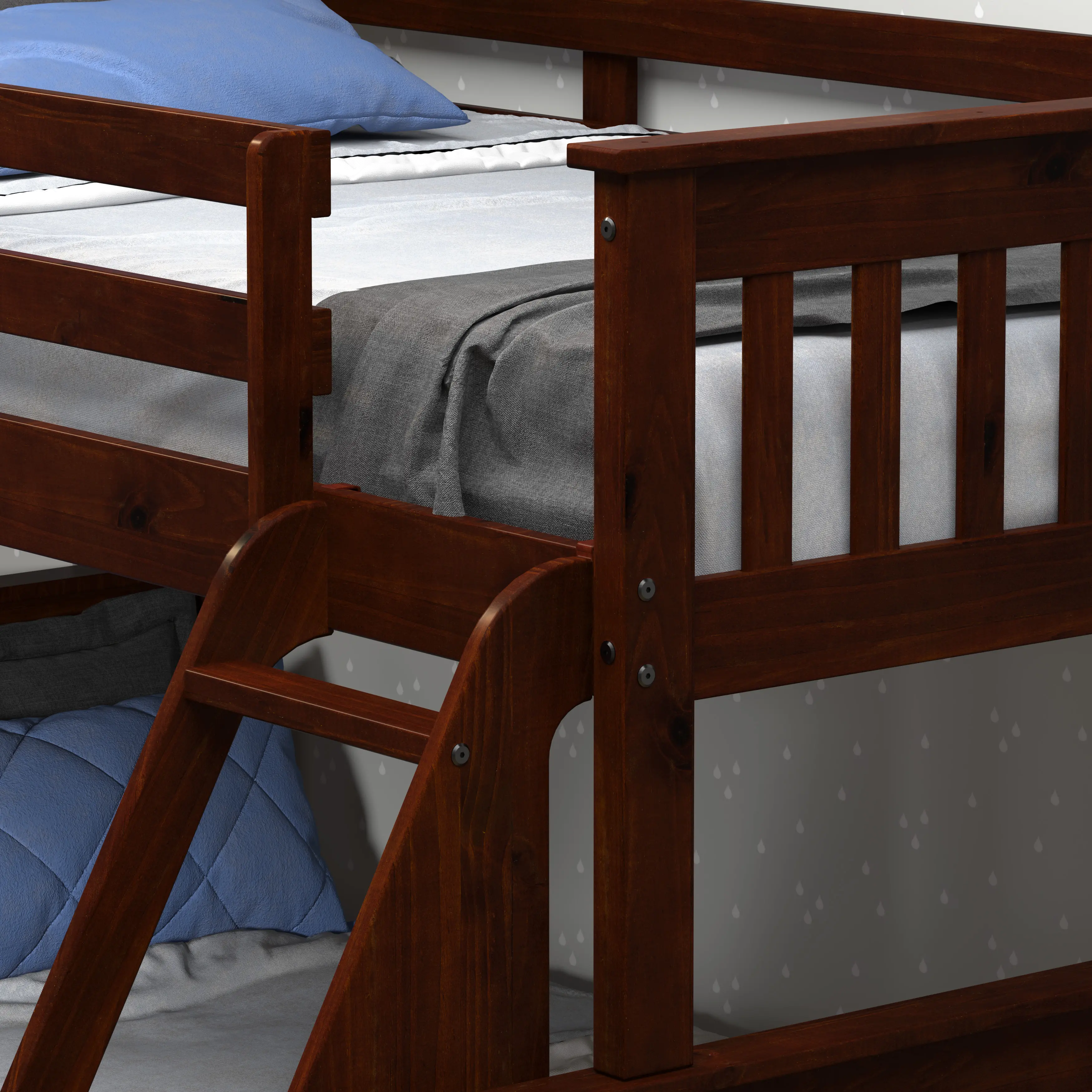 Dark Brown Twin-over-Full Bunk Bed with Trundle - Craftsman-4