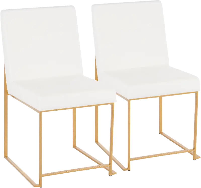 Fuji White and Gold Dining Chairs, Set of 2