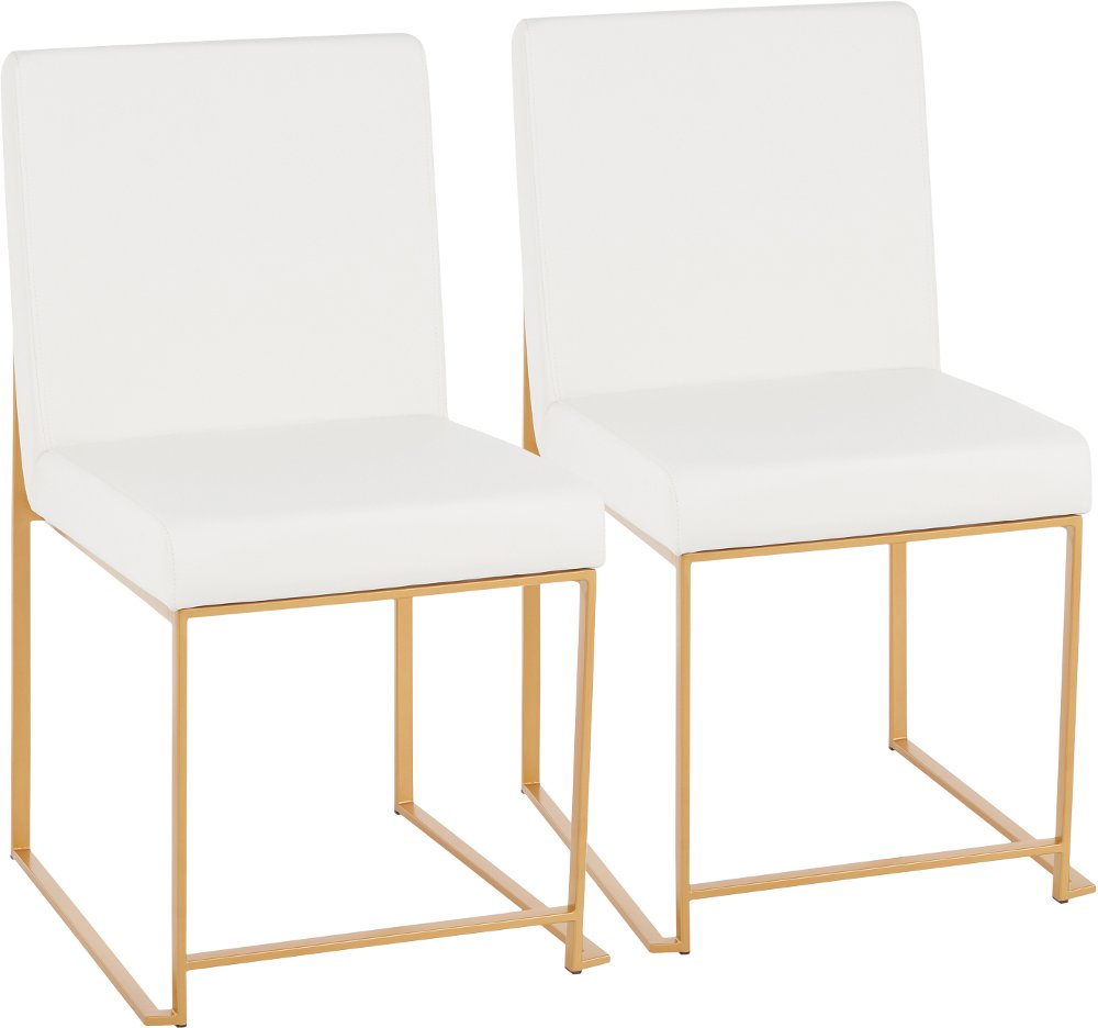 Fuji White and Gold Leather Dining Chairs Set of 2