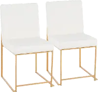 DC-HBFUJI AUW2 Fuji White and Gold Leather Dining Chairs, Set of 2