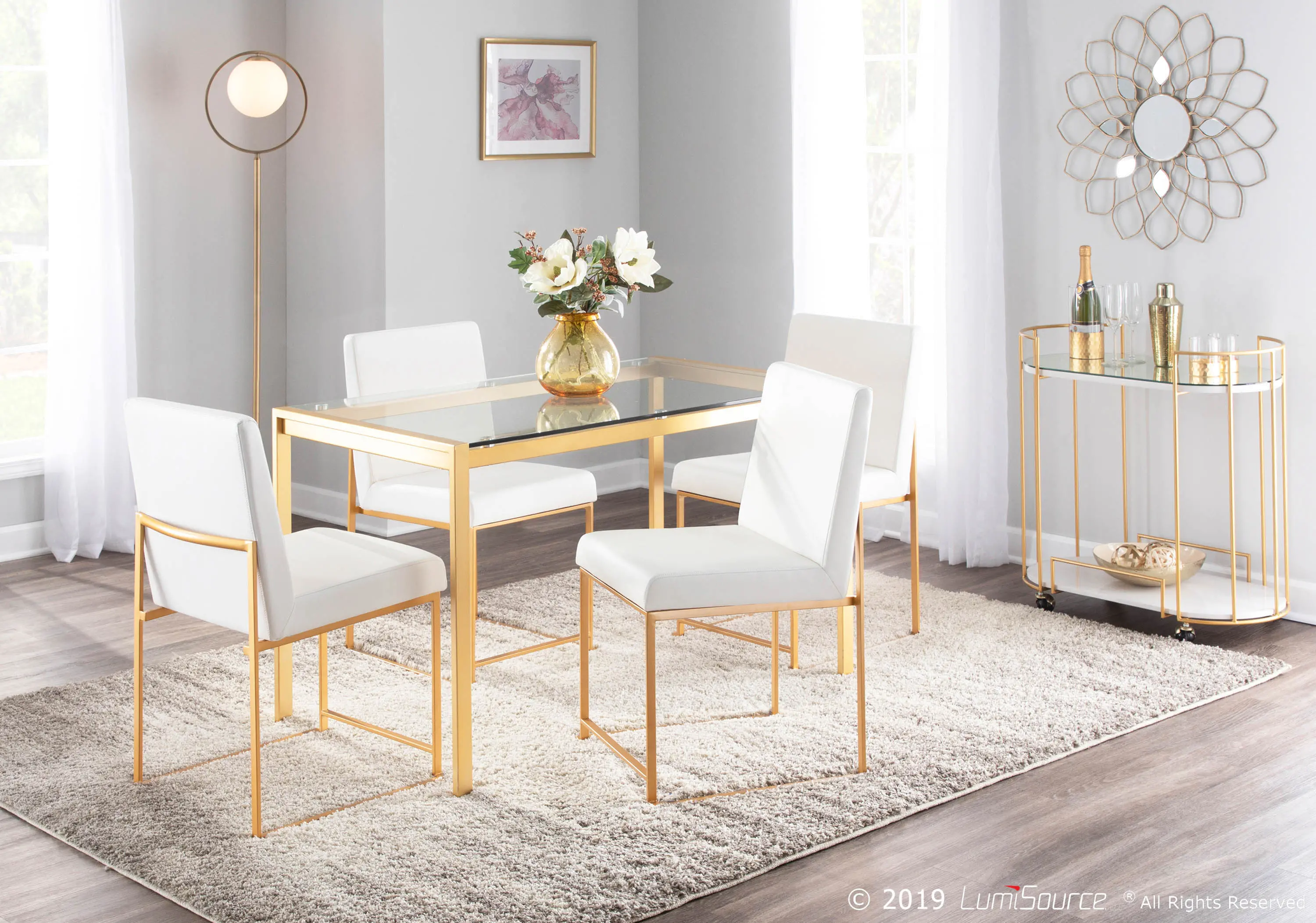DC-HBFUJI AUW2 Fuji White and Gold Leather Dining Chairs, Set of 2-7
