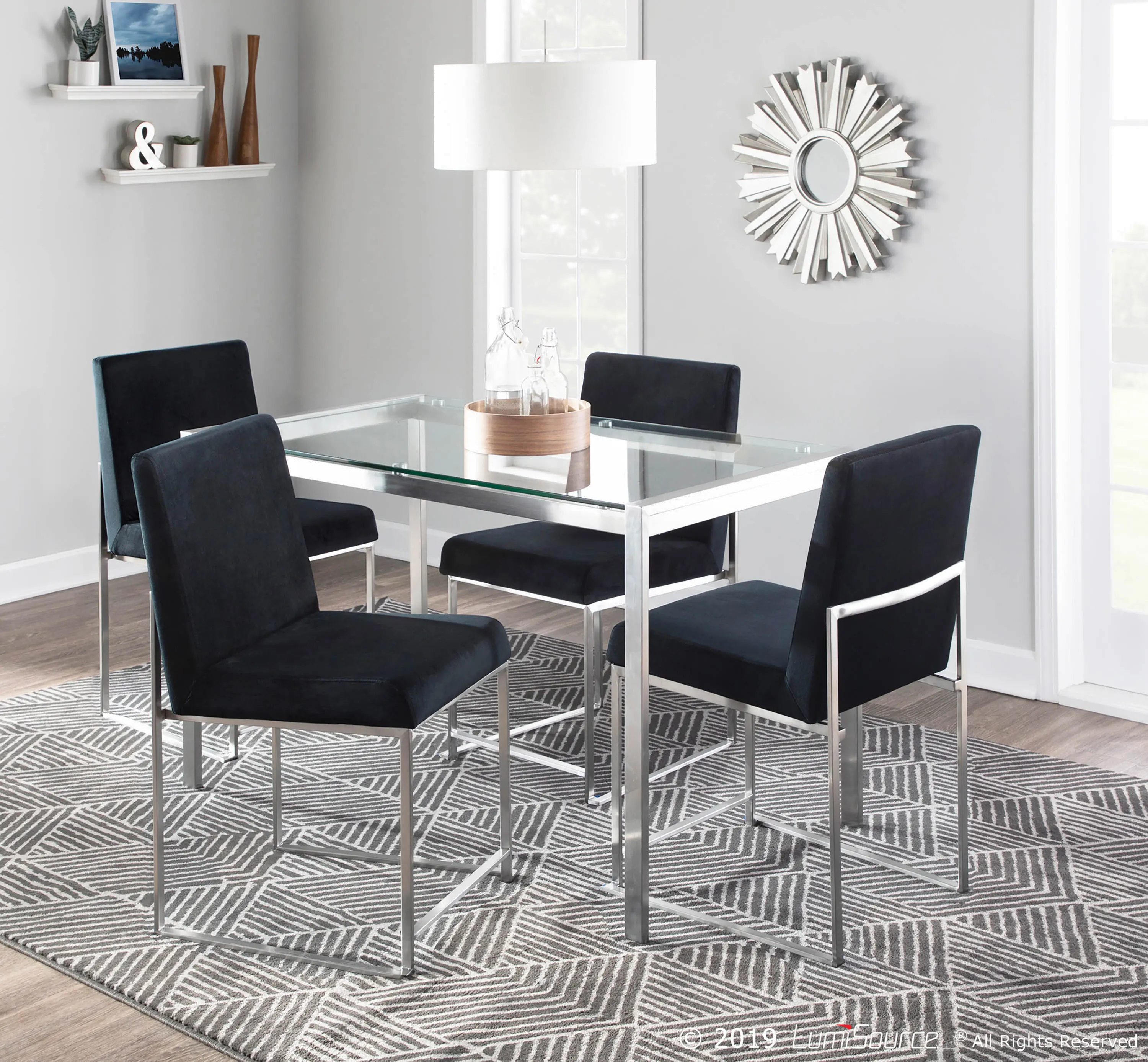 DC-HBFUJI SSVBK2 Fuji Silver Dining Chair, Set of 2-7