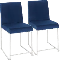 DC-HBFUJI SSVBU2 Fuji Blue and Silver Dining Chairs, Set of 2