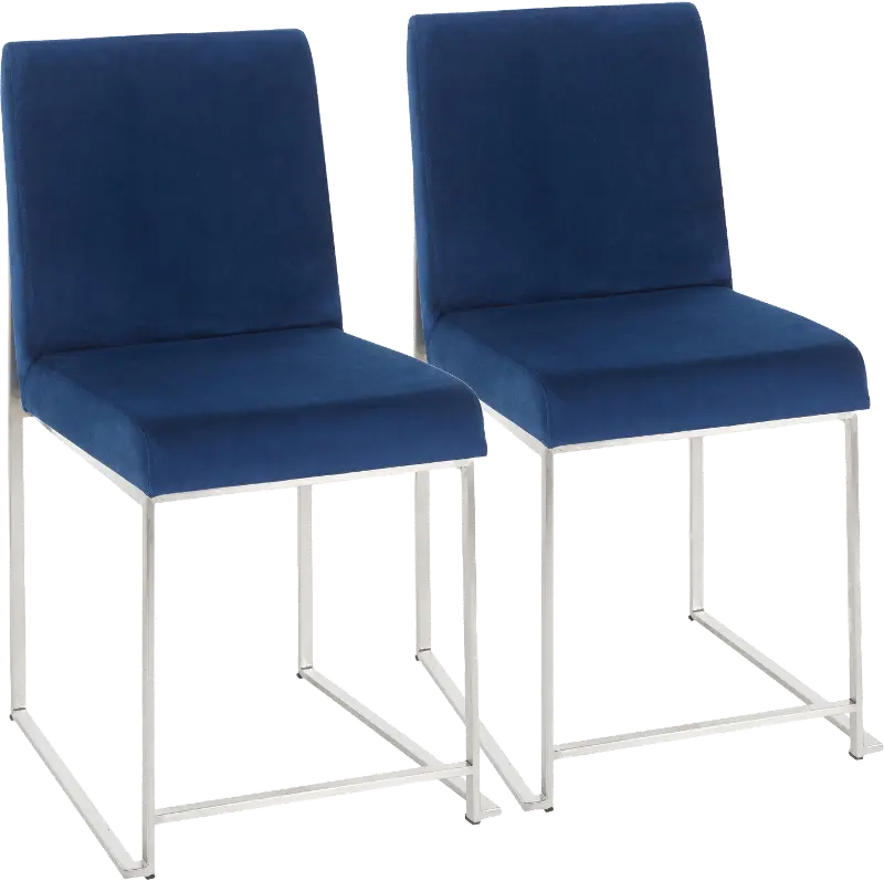 Fuji Blue and Silver Dining Chairs, Set of 2