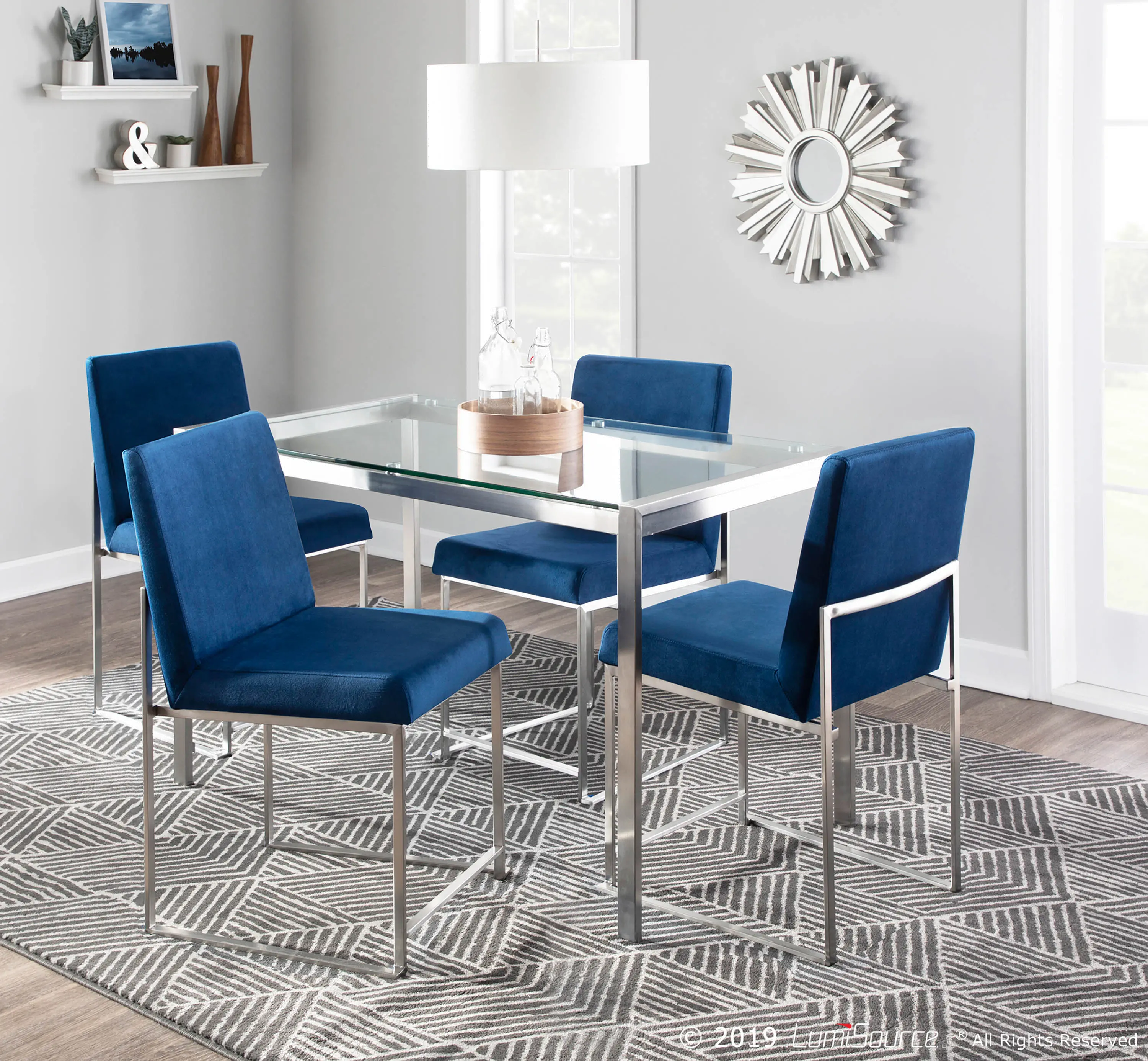 DC-HBFUJI SSVBU2 Fuji Blue and Silver Dining Chairs, Set of 2-7