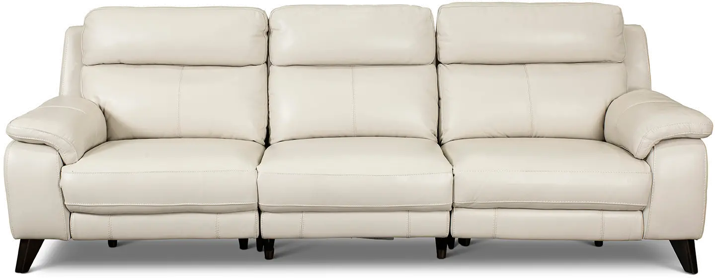 Venice White Leather-Match Power Reclining Sofa-1