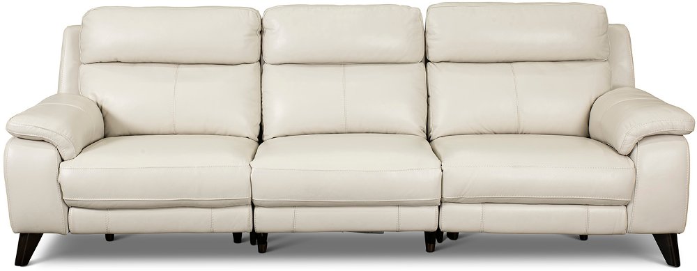 Venice White Leather-Match Power Reclining Sofa