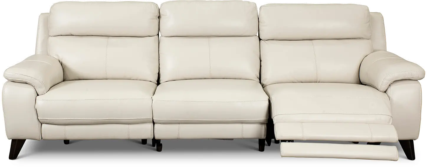Venice White Leather-Match Power Reclining Sofa-3