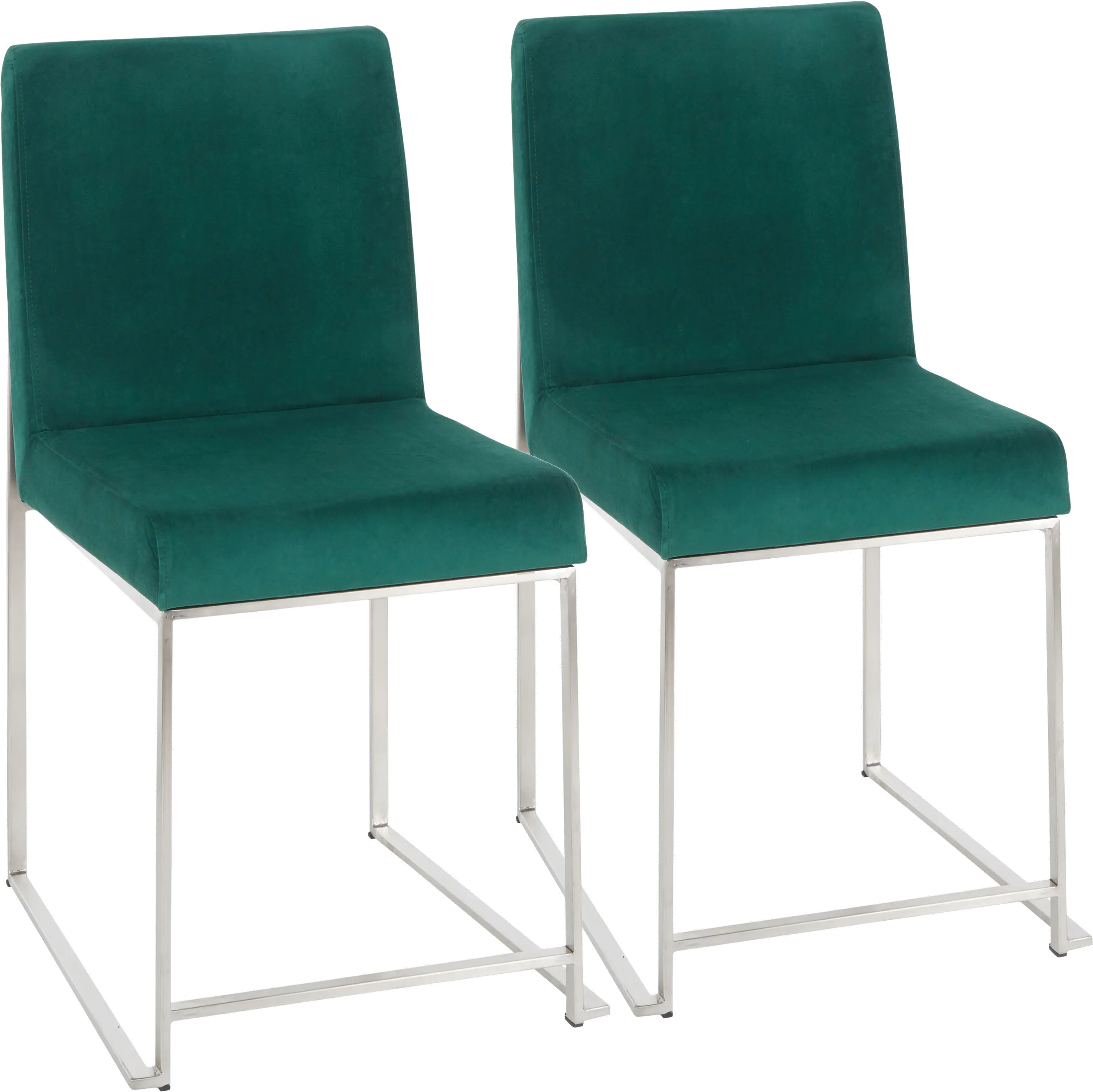 DC-HBFUJI SSVGN2 Fuji Green and Silver Dining Chairs, Set of 2-1