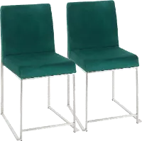 DC-HBFUJI SSVGN2 Fuji Green and Silver Dining Chairs, Set of 2