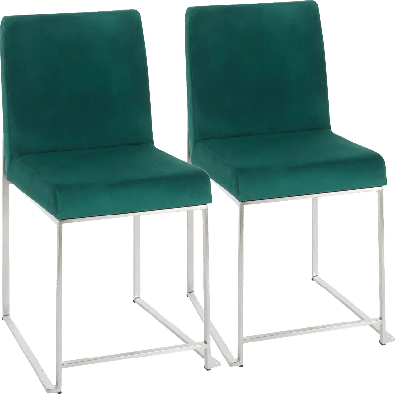 Fuji Green and Silver Dining Chairs, Set of 2