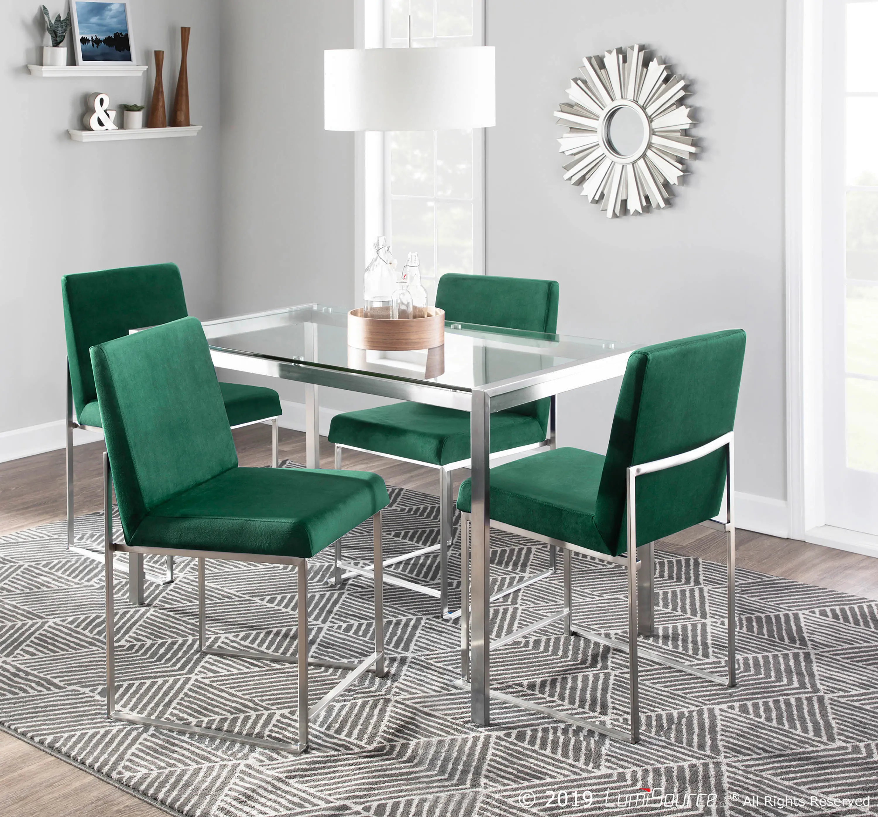 DC-HBFUJI SSVGN2 Fuji Green and Silver Dining Chairs, Set of 2-7