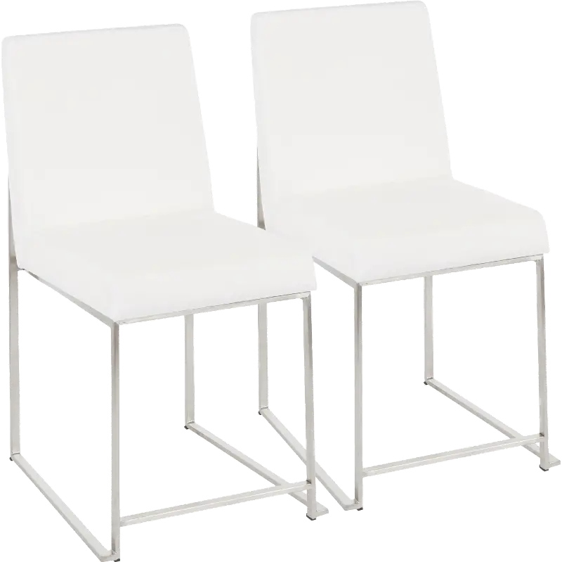 Fuji White and Silver Dining Chairs, Set of 2