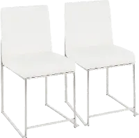 DC-HBFUJI SSW2 Fuji White and Silver Leather Dining Chairs, Set of 2