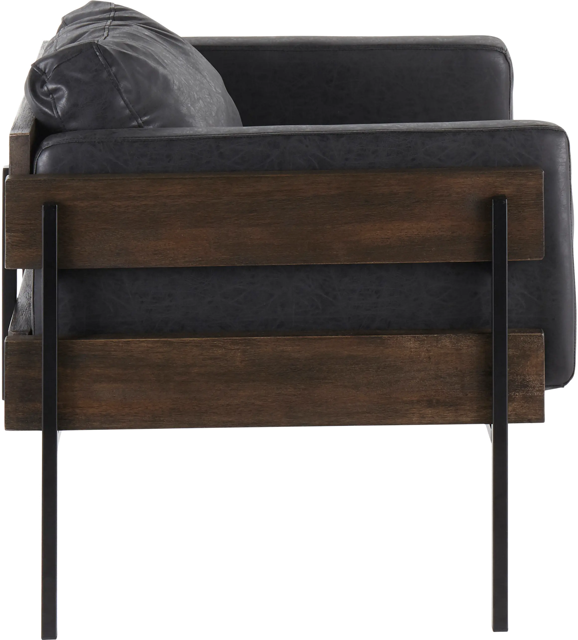 CHR-KARI BKGY Farmhouse Black Faux Leather Accent Chair - Kari-5