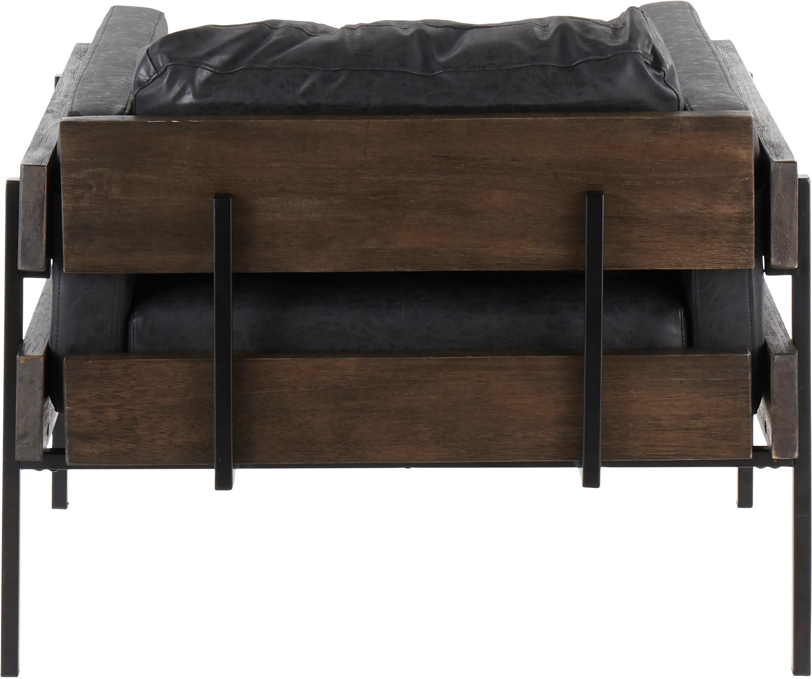 CHR-KARI BKGY Farmhouse Black Faux Leather Accent Chair - Kari-6