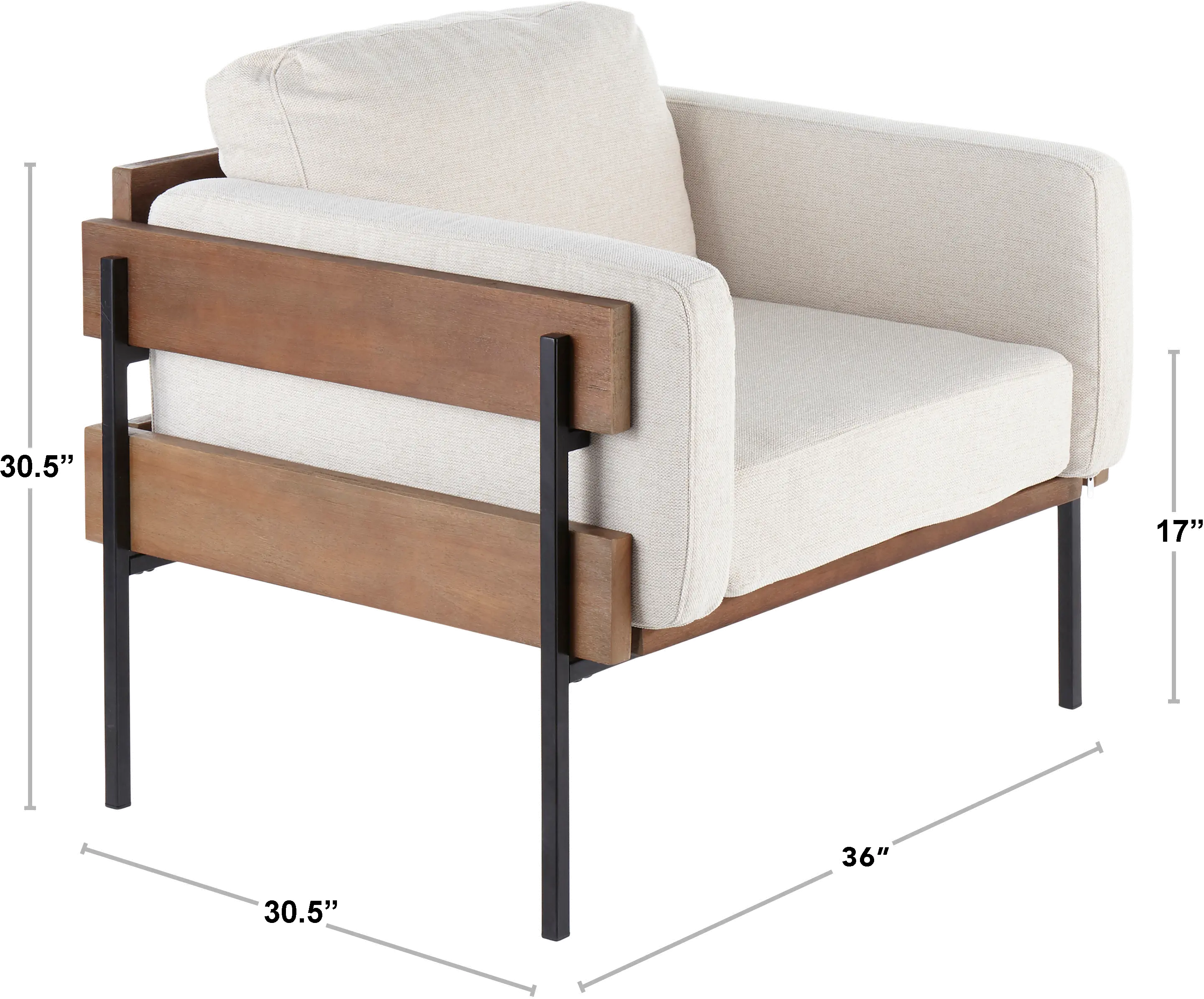 CHR-KARI BKGY Farmhouse Black Faux Leather Accent Chair - Kari-7