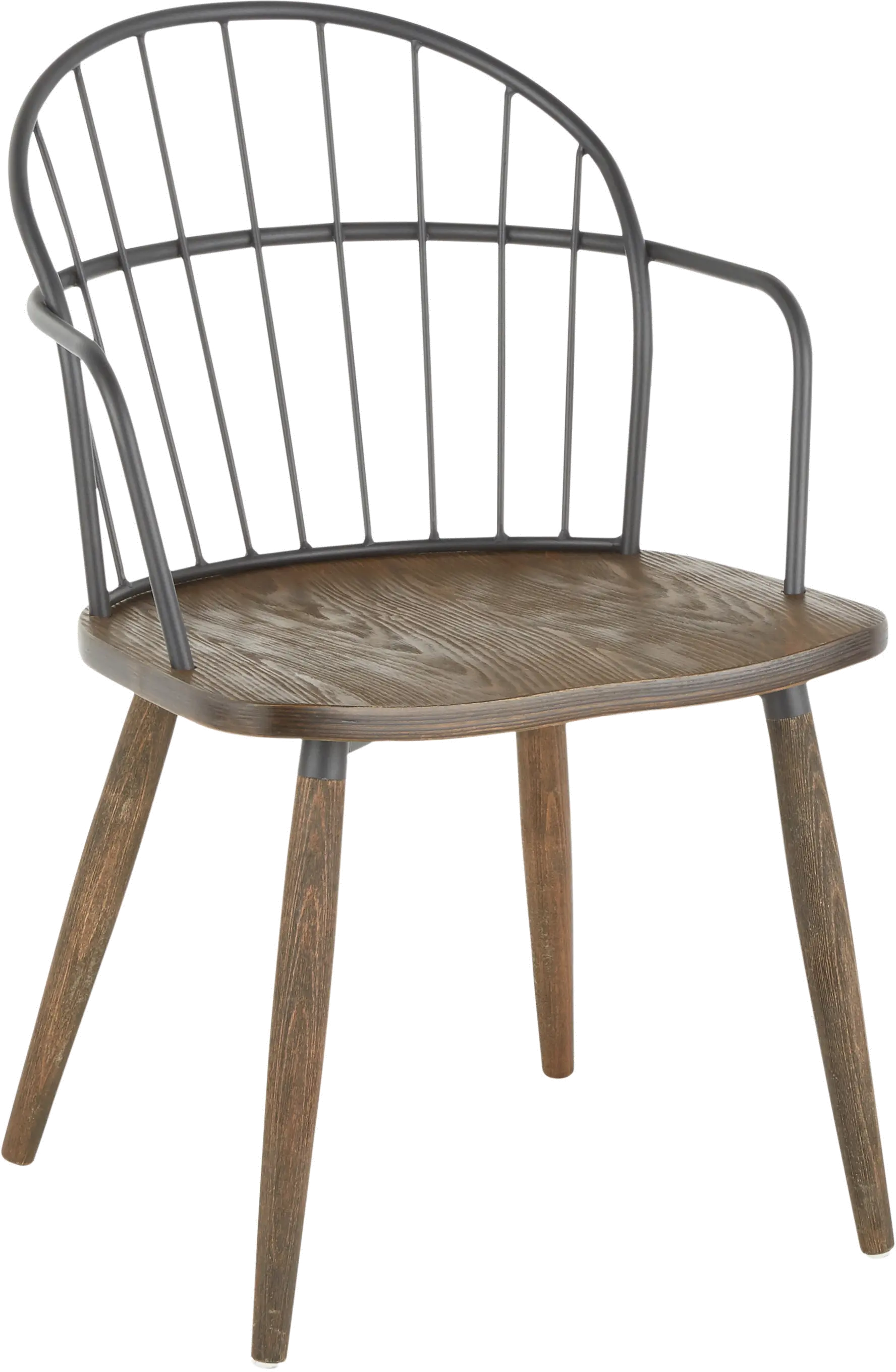 CH-RILEY BNBK Walnut and Black Industrial Chair-1