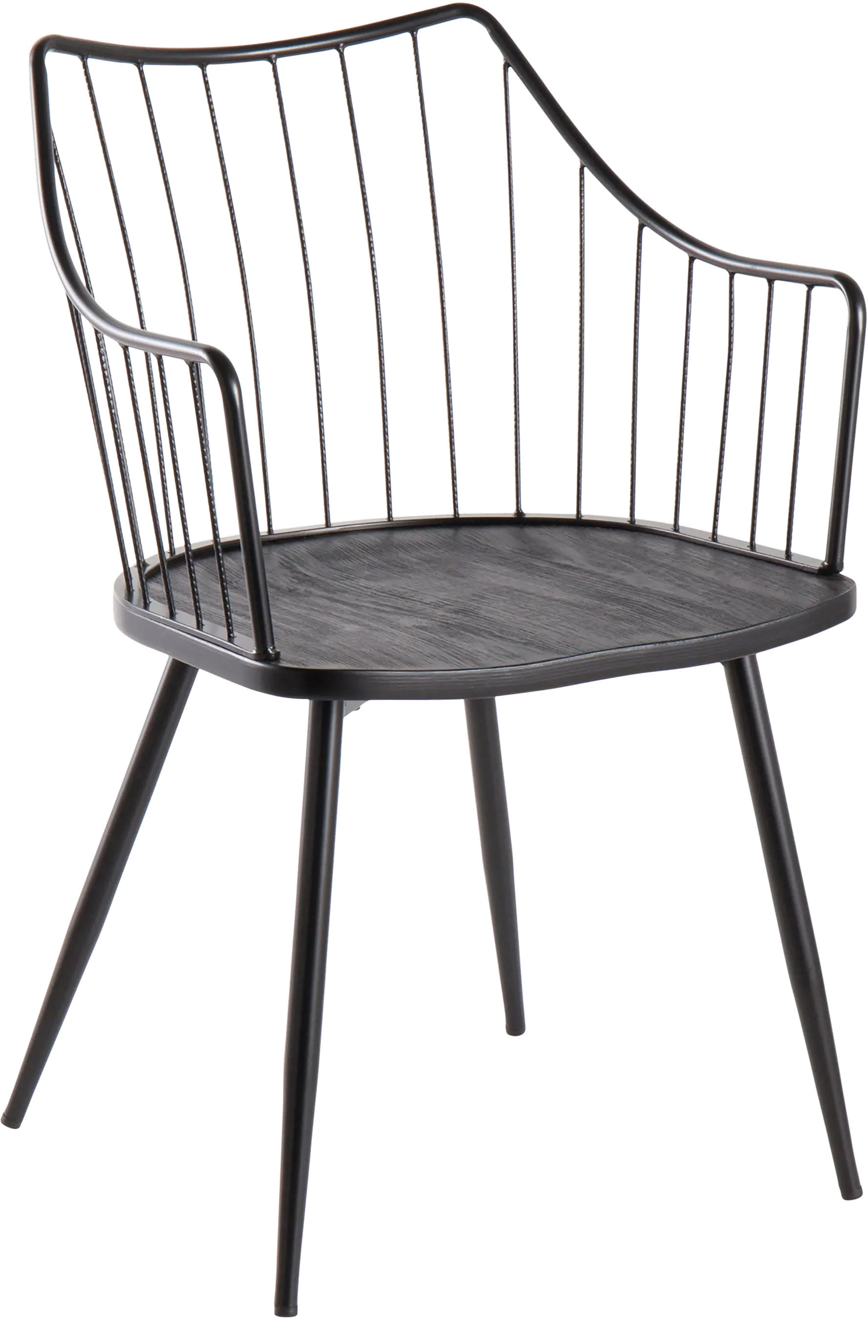 CH-WINSTON BKBK Winston Farmhouse Black Metal and Black Wood Chair-1