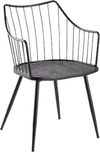 CH-WINSTON BKBK Winston Farmhouse Black Metal and Black Wood Chair
