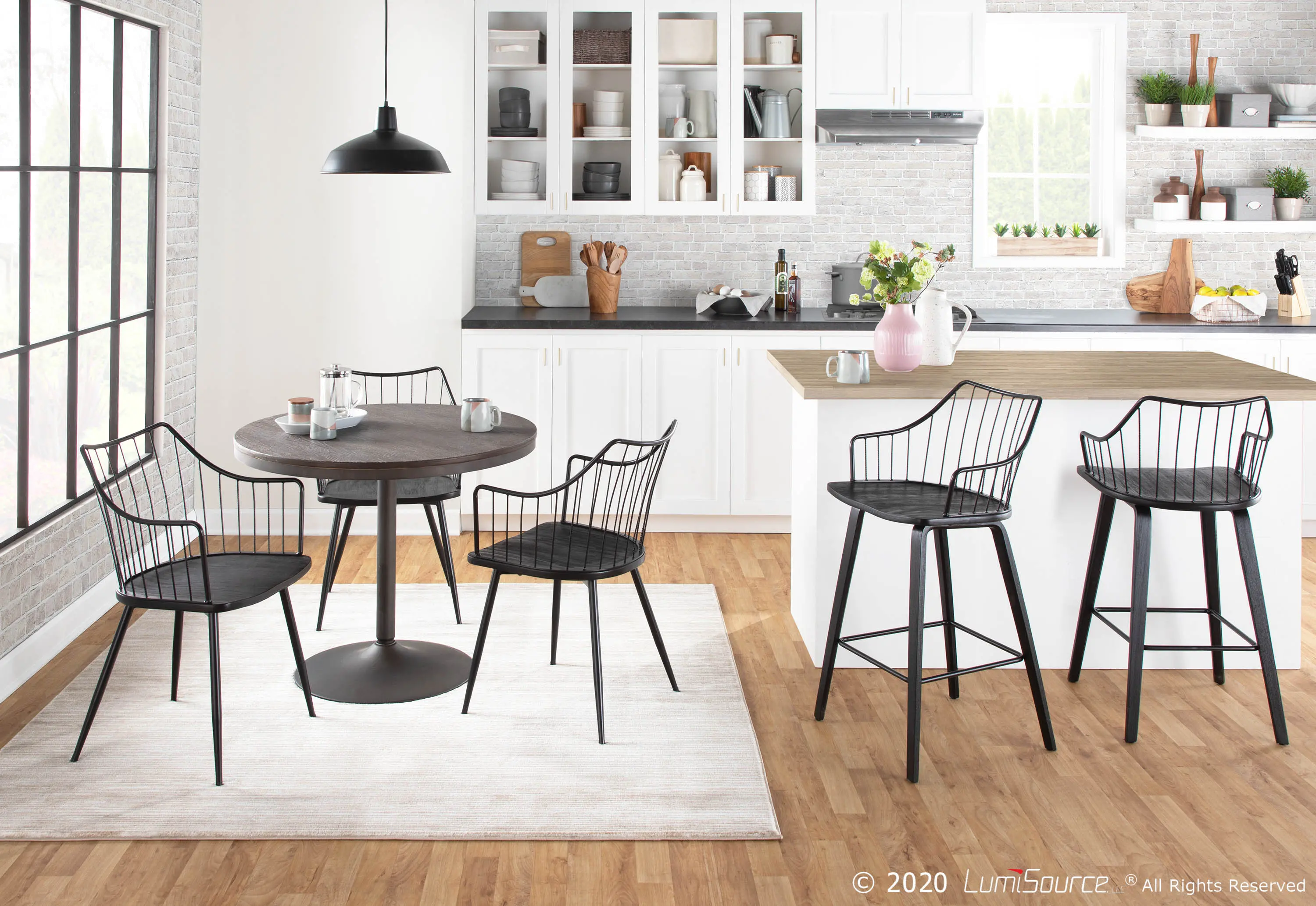 CH-WINSTON BKBK Winston Farmhouse Black Metal and Black Wood Chair-2