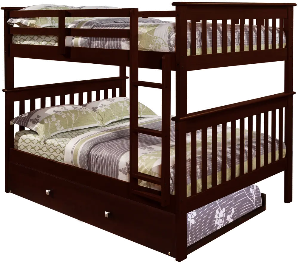 Craftsman Brown Full-over-Full Bunk Bed with Trundle-1