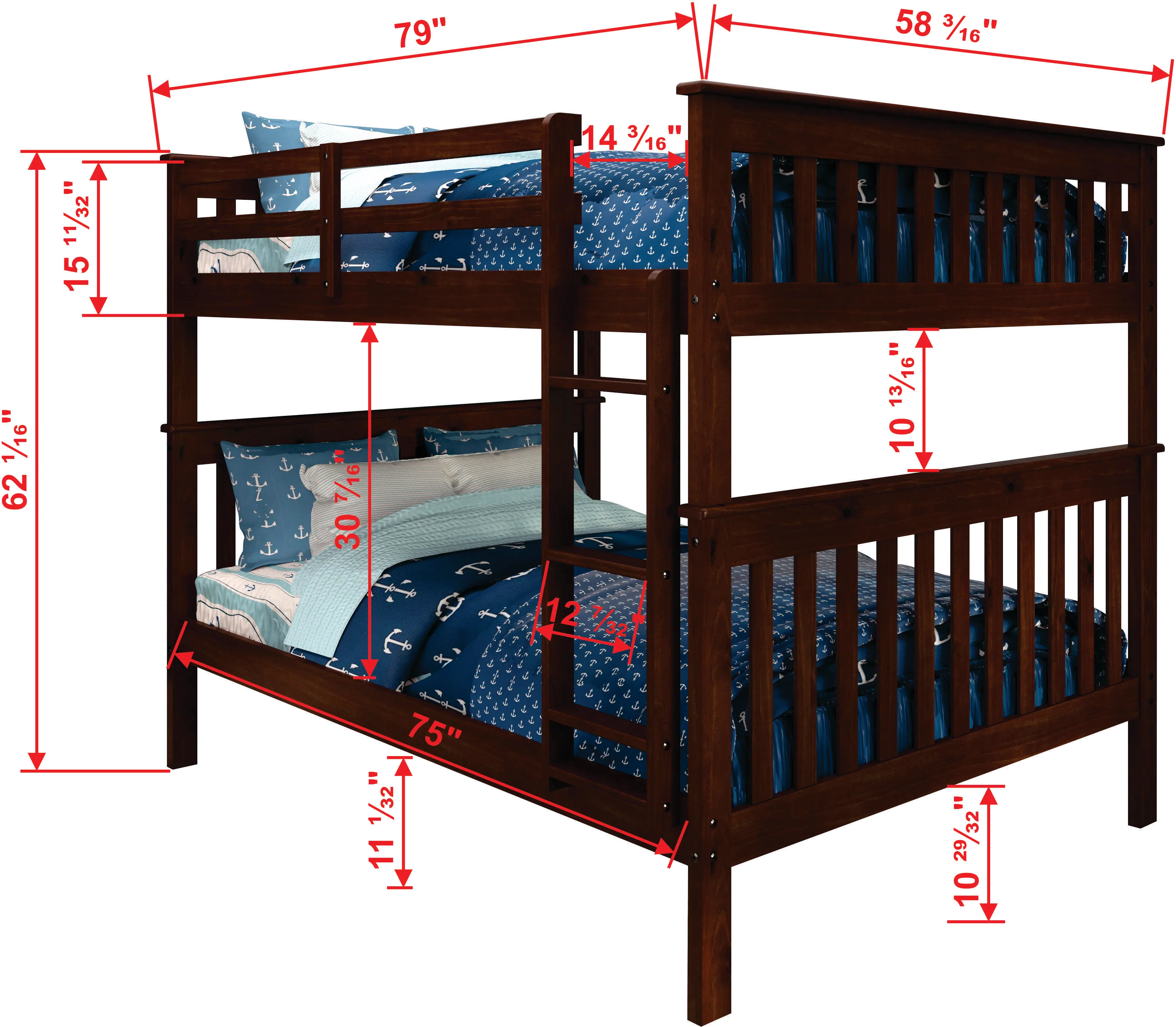 Craftsman Brown Full-over-Full Bunk Bed with Trundle-3