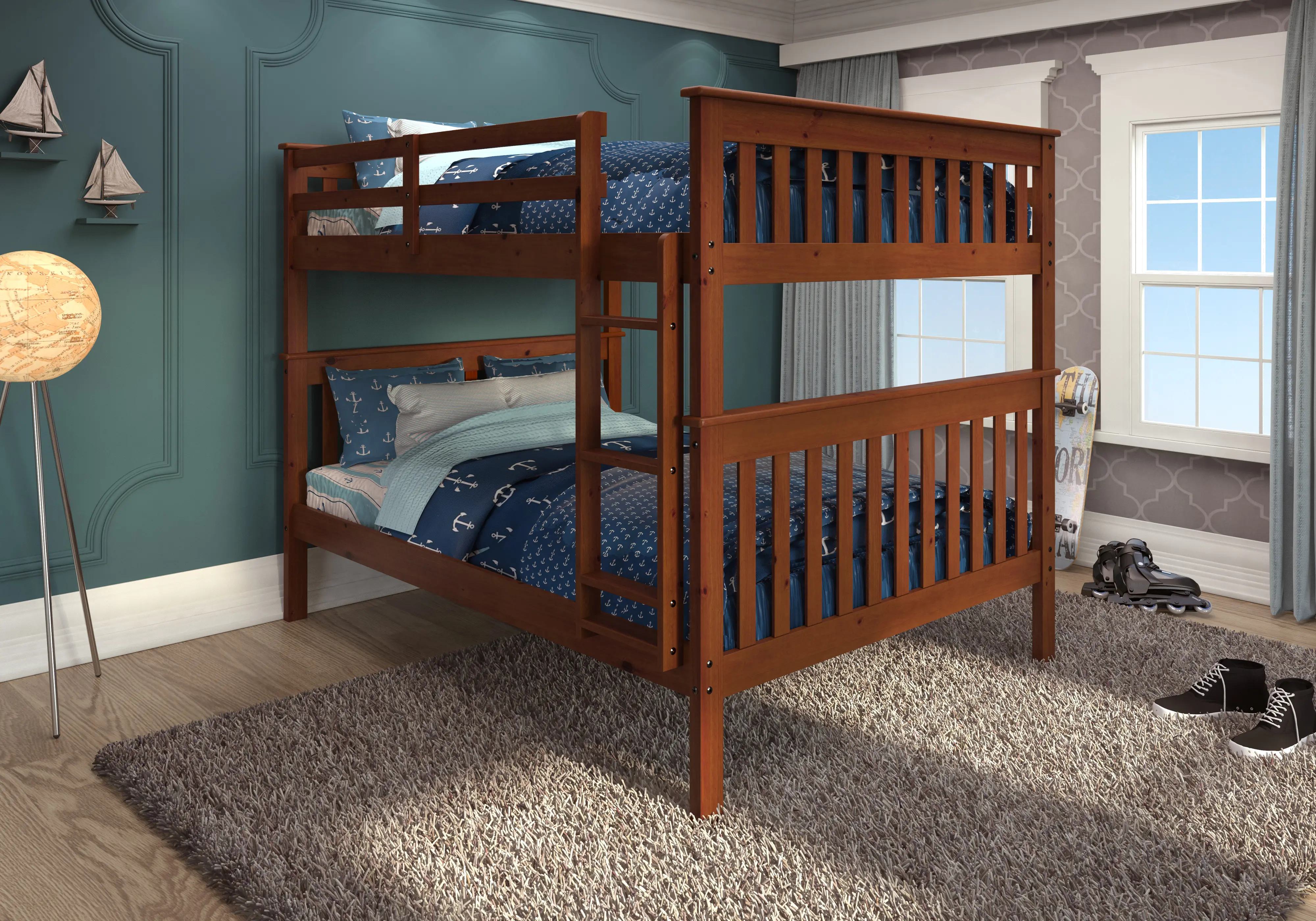 Craftsman Espresso Brown Full-over-Full Bunk Bed-2