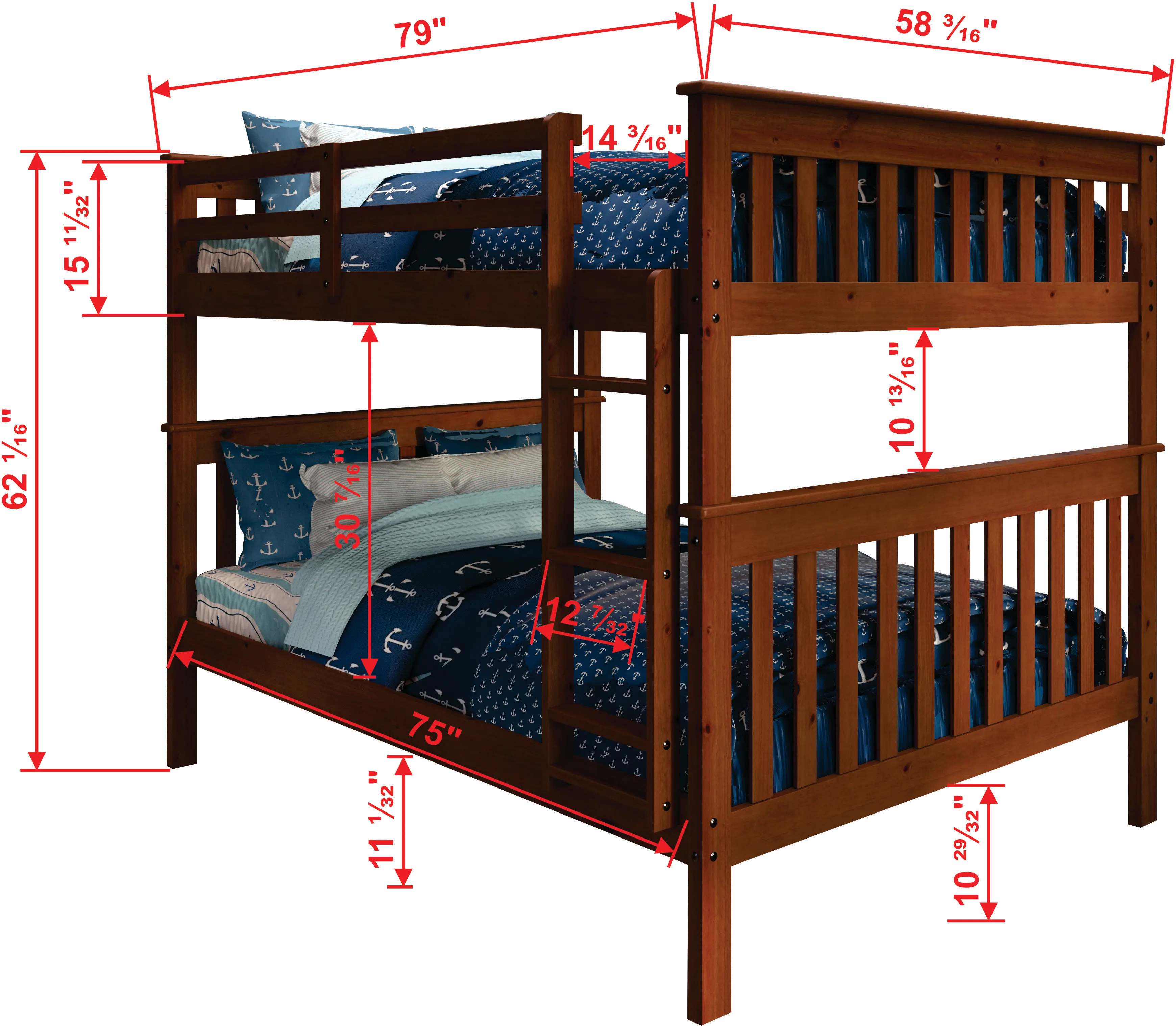 Craftsman Espresso Brown Full-over-Full Bunk Bed-3