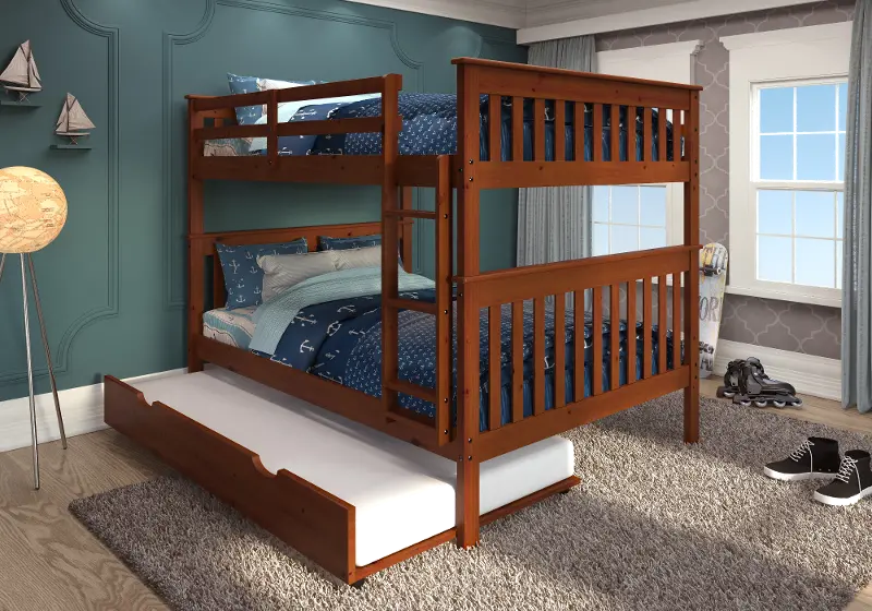 Craftsman Espresso Brown Full-over-Full Bunk Bed with Trundle