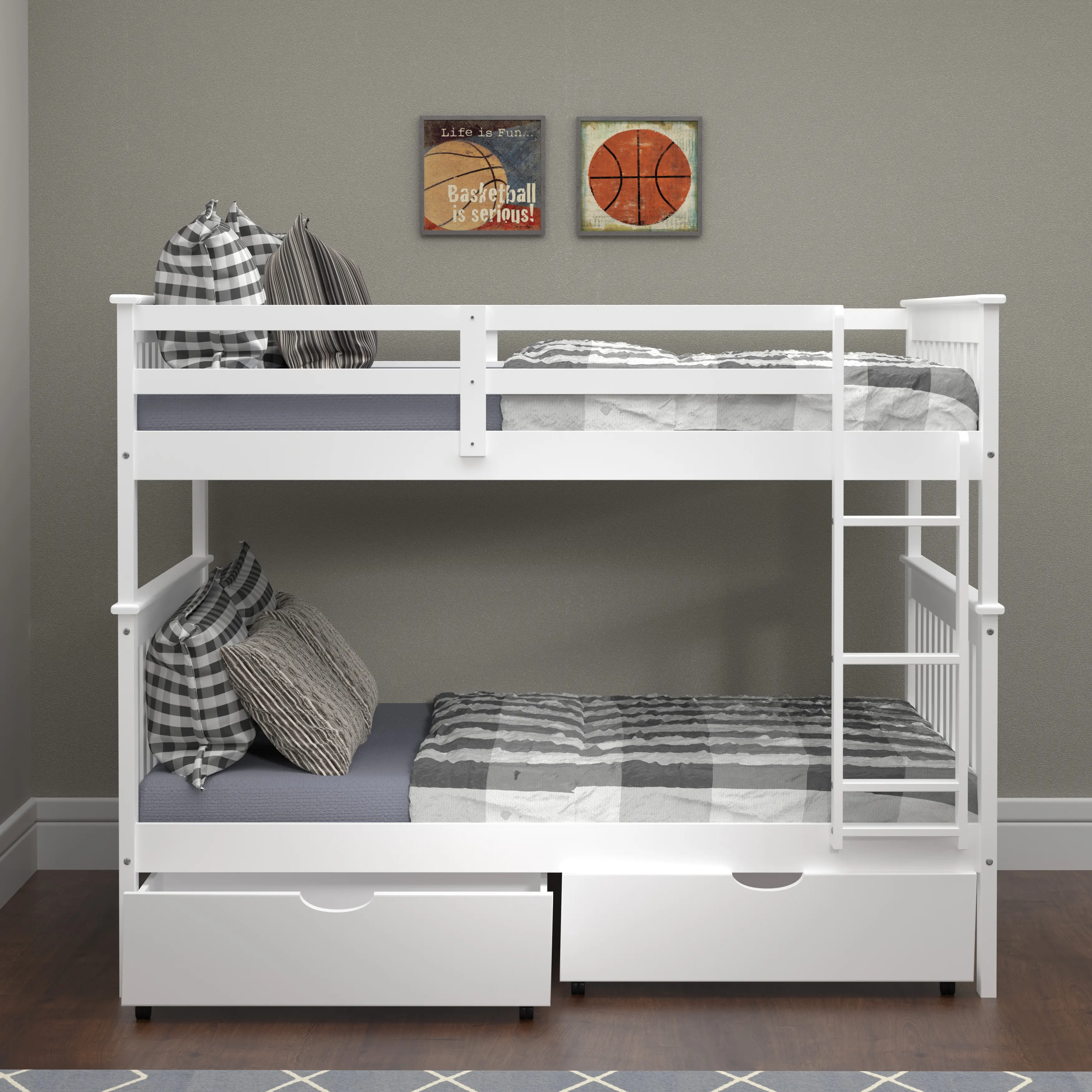 Mission White Full-over-Full Bunk Bed with Storage - Craftsman-2