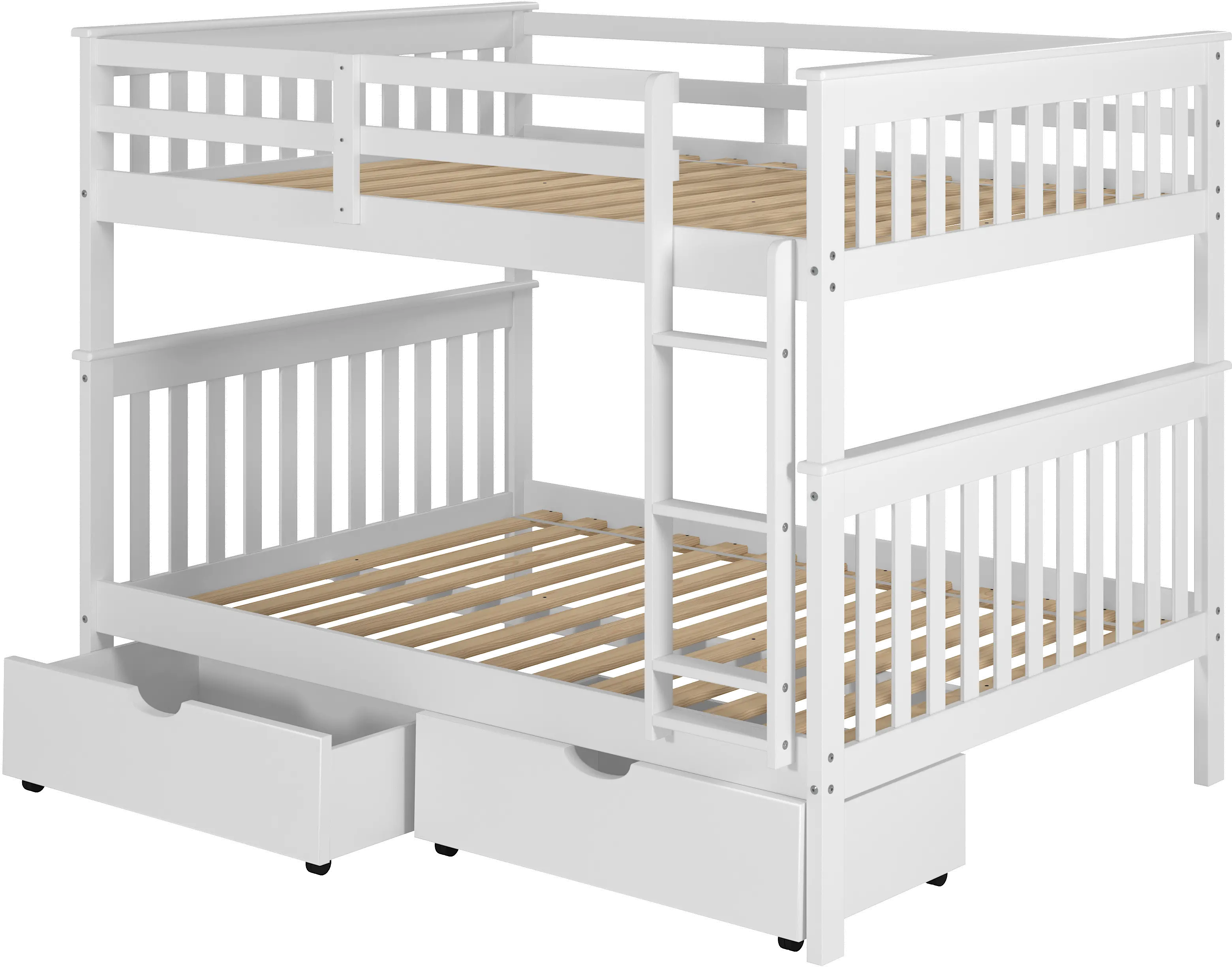 Mission White Full-over-Full Bunk Bed with Storage - Craftsman-5