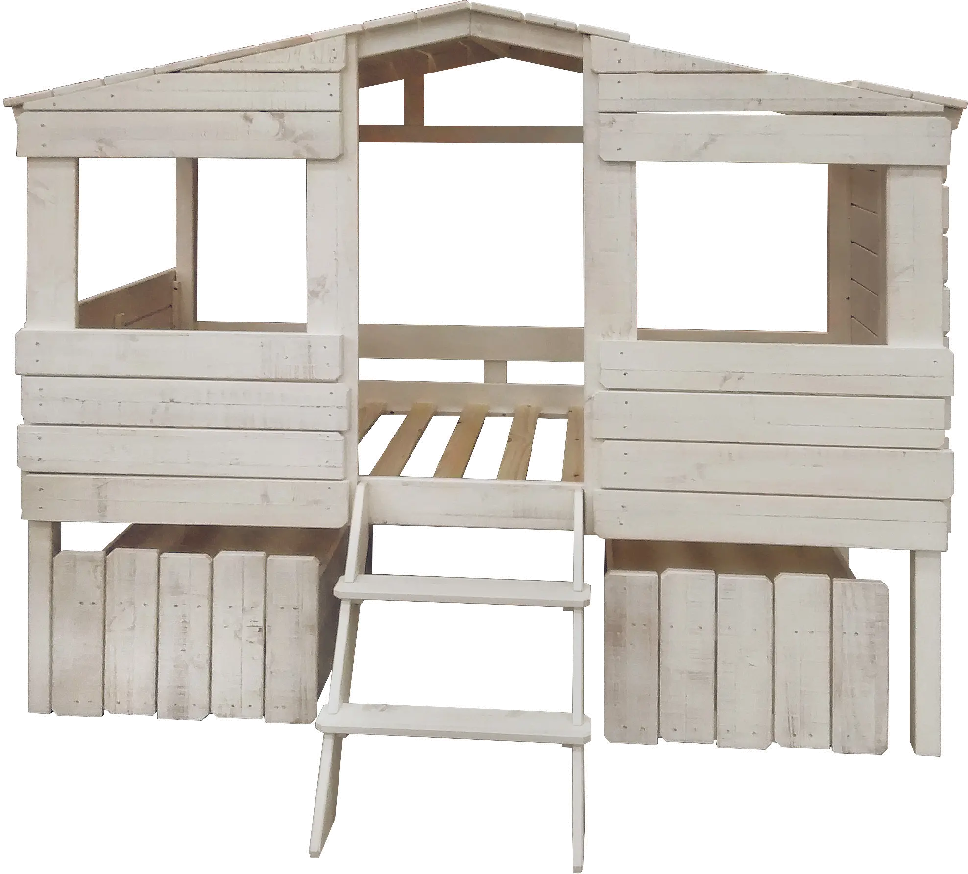 Rustic Sand Twin Loft Bed with Storage Drawers - Treehouse-3