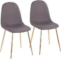 CH-PEBBLE AUCHAR2 Contemporary Gray and Gold Dining Room Chair (Set of 2) - Pebble