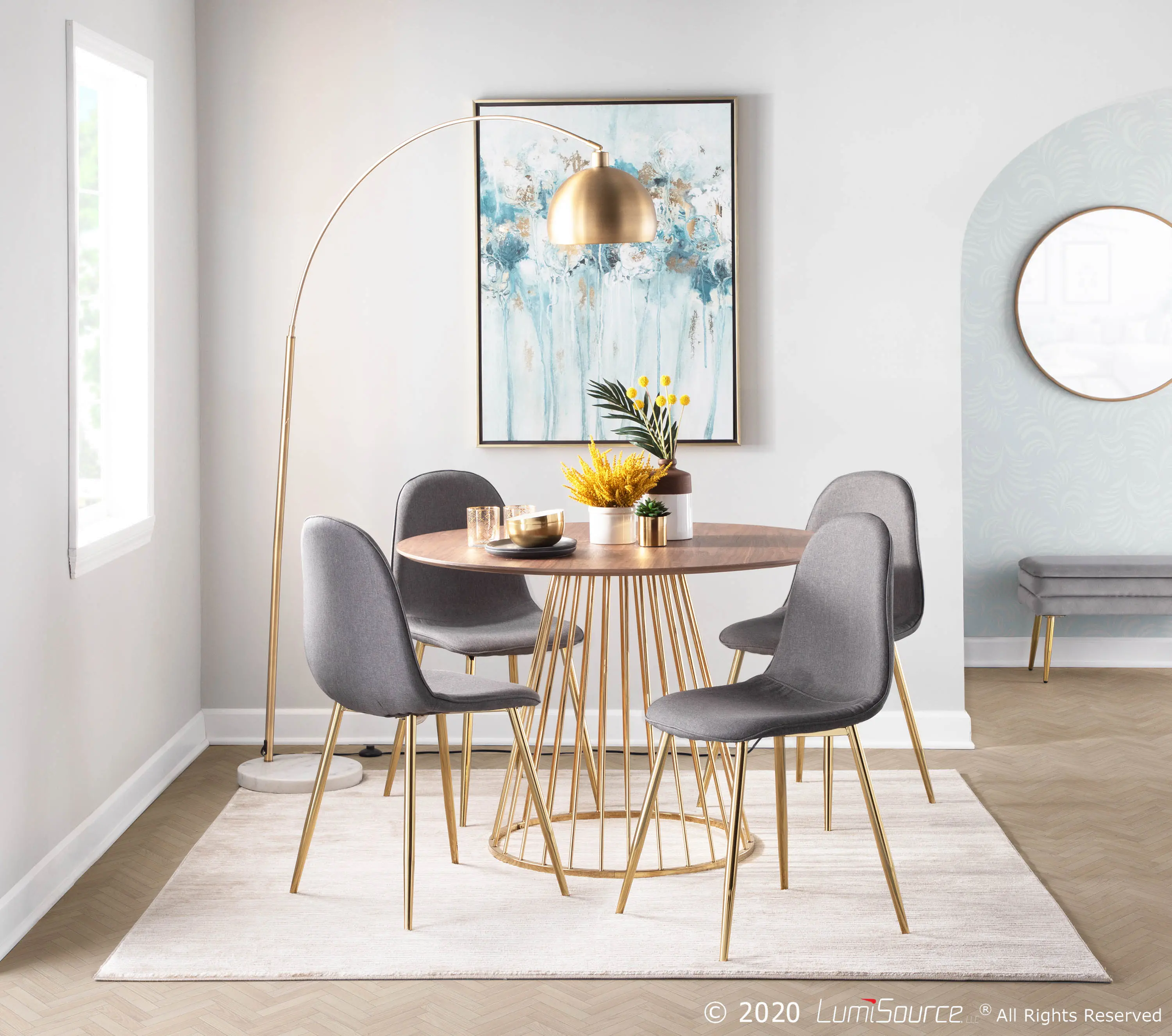 CH-PEBBLE AUCHAR2 Contemporary Gray and Gold Dining Room Chair (Set of 2) - Pebble-7