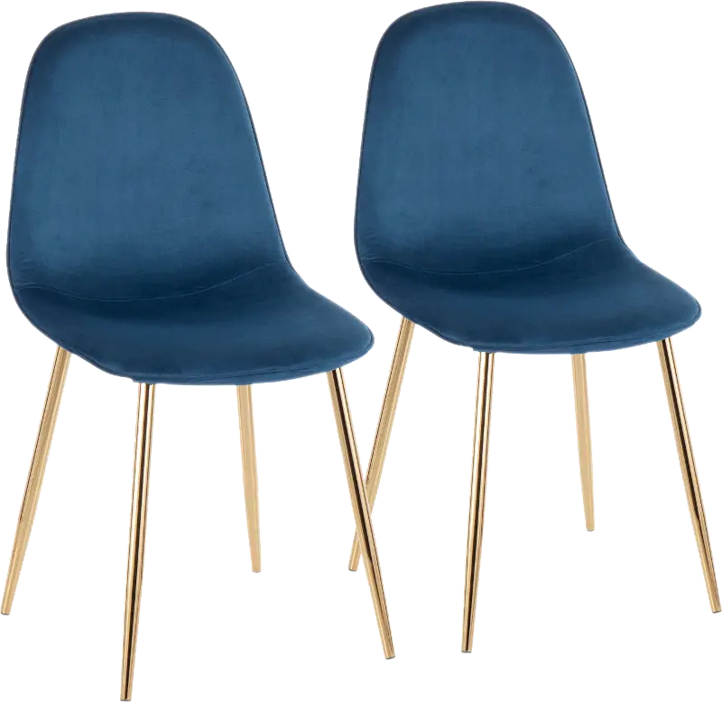Contemporary Blue and Gold Dining Room Chair (Set of 2) - Pebble