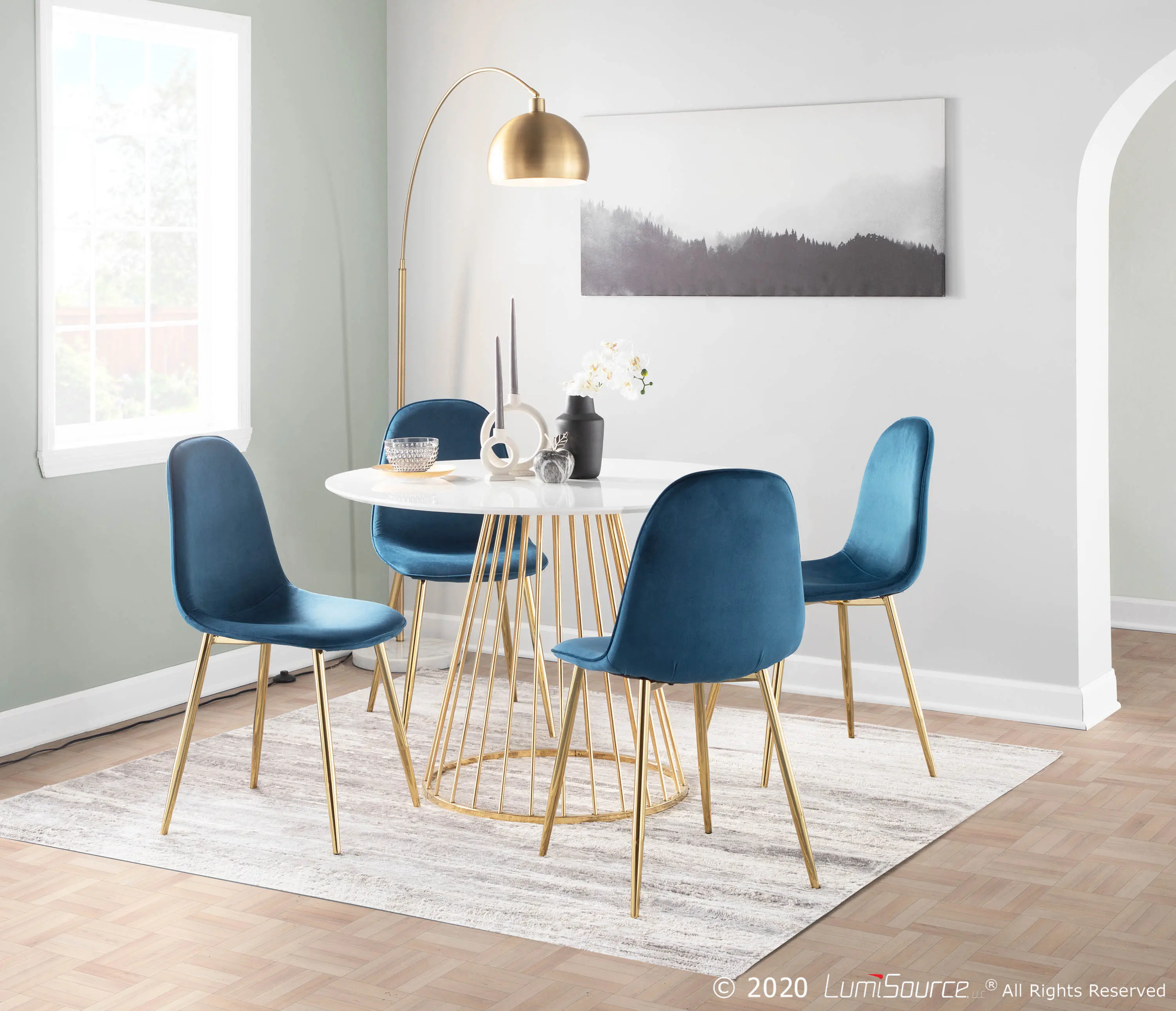 CH-PEBBLE AUVBU2 Contemporary Blue and Gold Dining Room Chair (Set of 2) - Pebble-7