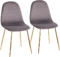 CH-PEBBLE AUVGY2 Contemporary Gray and Gold Dining Room Chair (Set of 2) - Pebble