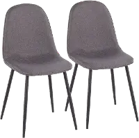 CH-PEBBLE BKCHAR2 Contemporary Gray and Black Dining Room Chair (Set of 2) - Pebble