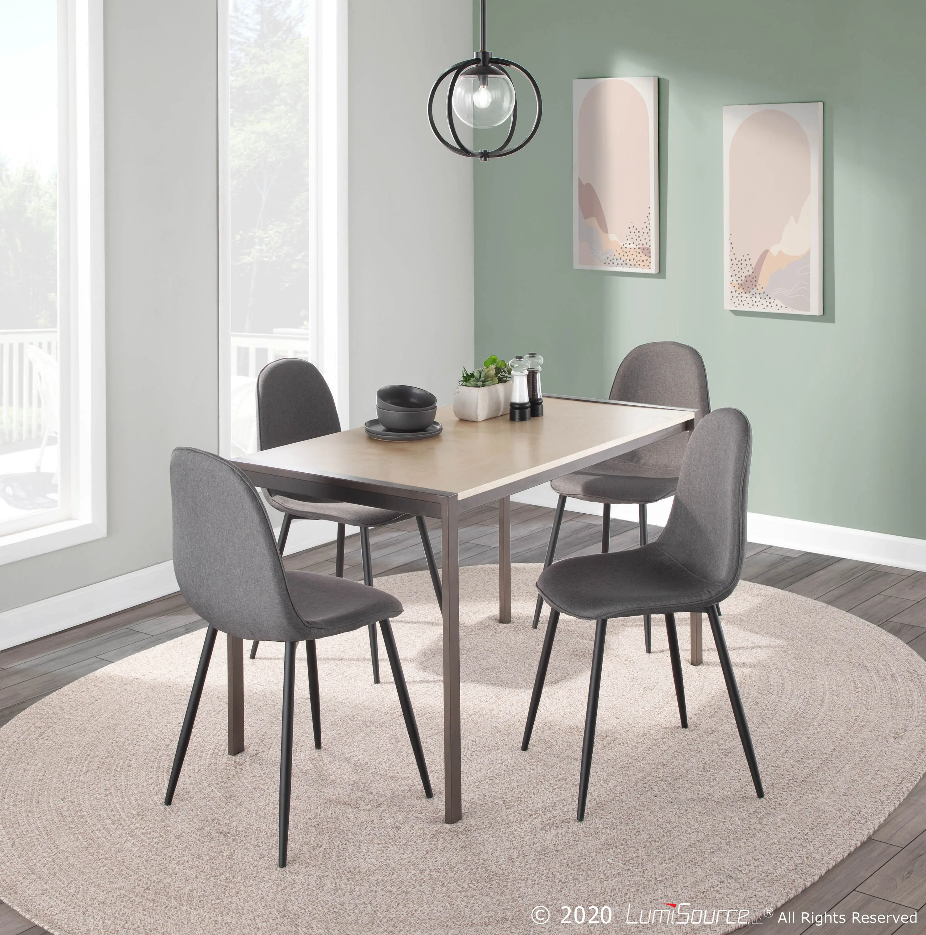CH-PEBBLE BKCHAR2 Contemporary Gray and Black Dining Room Chair (Set of 2) - Pebble-7