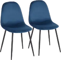 CH-PEBBLE BKVBU2 Contemporary Blue and Black Dining Room Chair (Set of 2) - Pebble