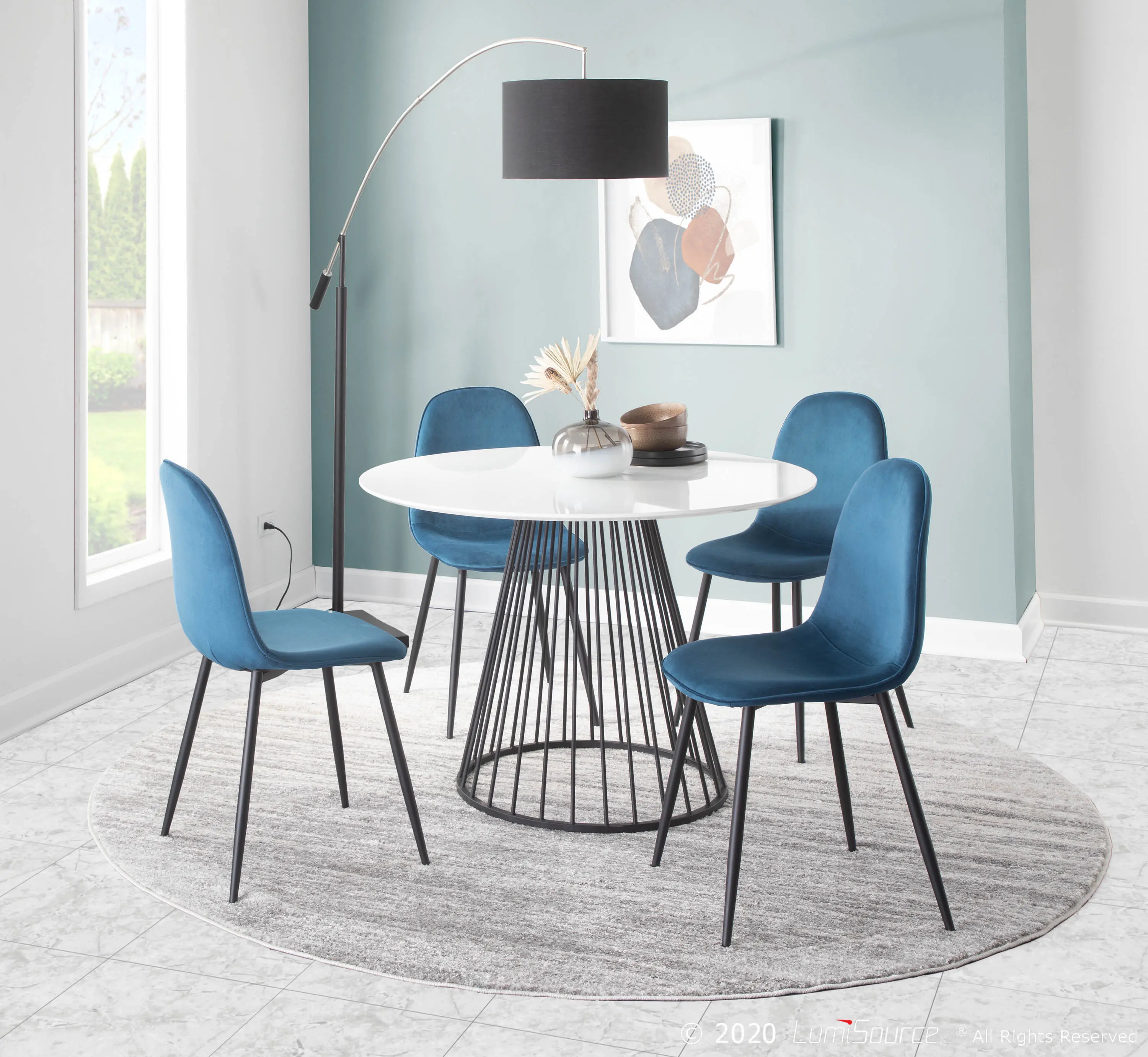 CH-PEBBLE BKVBU2 Contemporary Blue and Black Dining Room Chair (Set of 2) - Pebble-7