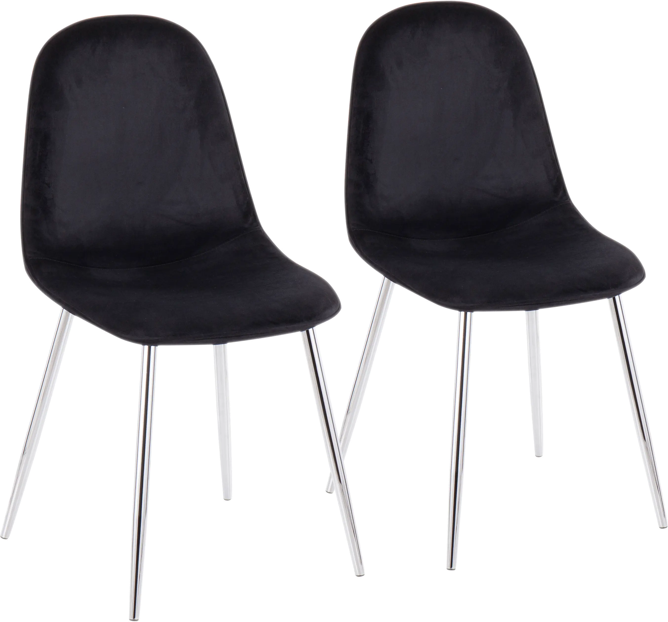 CH-PEBBLE SVVBK2 Contemporary Black and Chrome Dining Room Chair (Set of 2) - Pebble-1