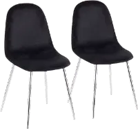CH-PEBBLE SVVBK2 Contemporary Black and Chrome Dining Room Chair (Set of 2) - Pebble