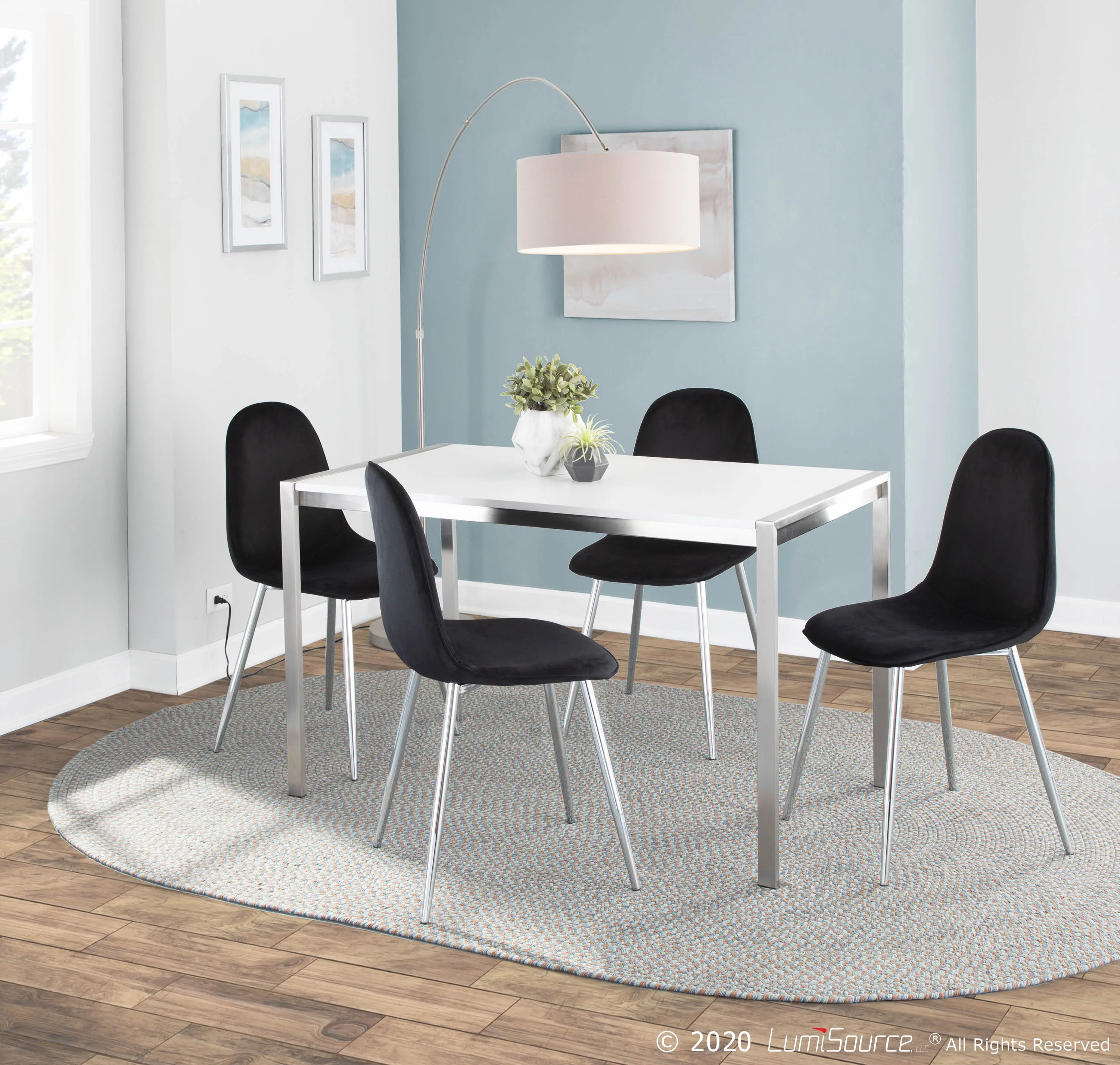 CH-PEBBLE SVVBK2 Contemporary Black and Chrome Dining Room Chair (Set of 2) - Pebble-7