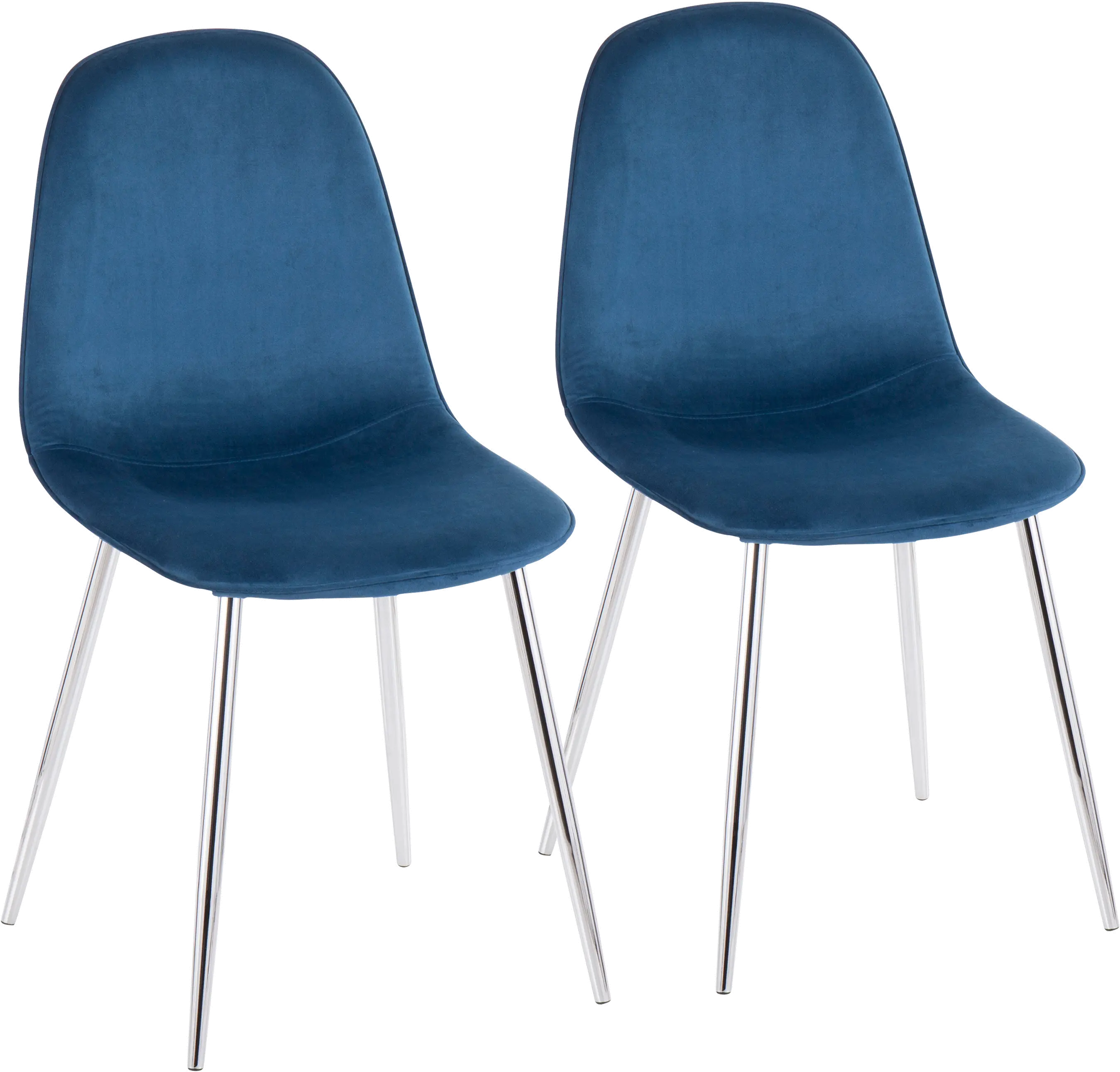 CH-PEBBLE SVVBU2 Contemporary Blue and Chrome Dining Room Chair (Set of 2) - Pebble-1