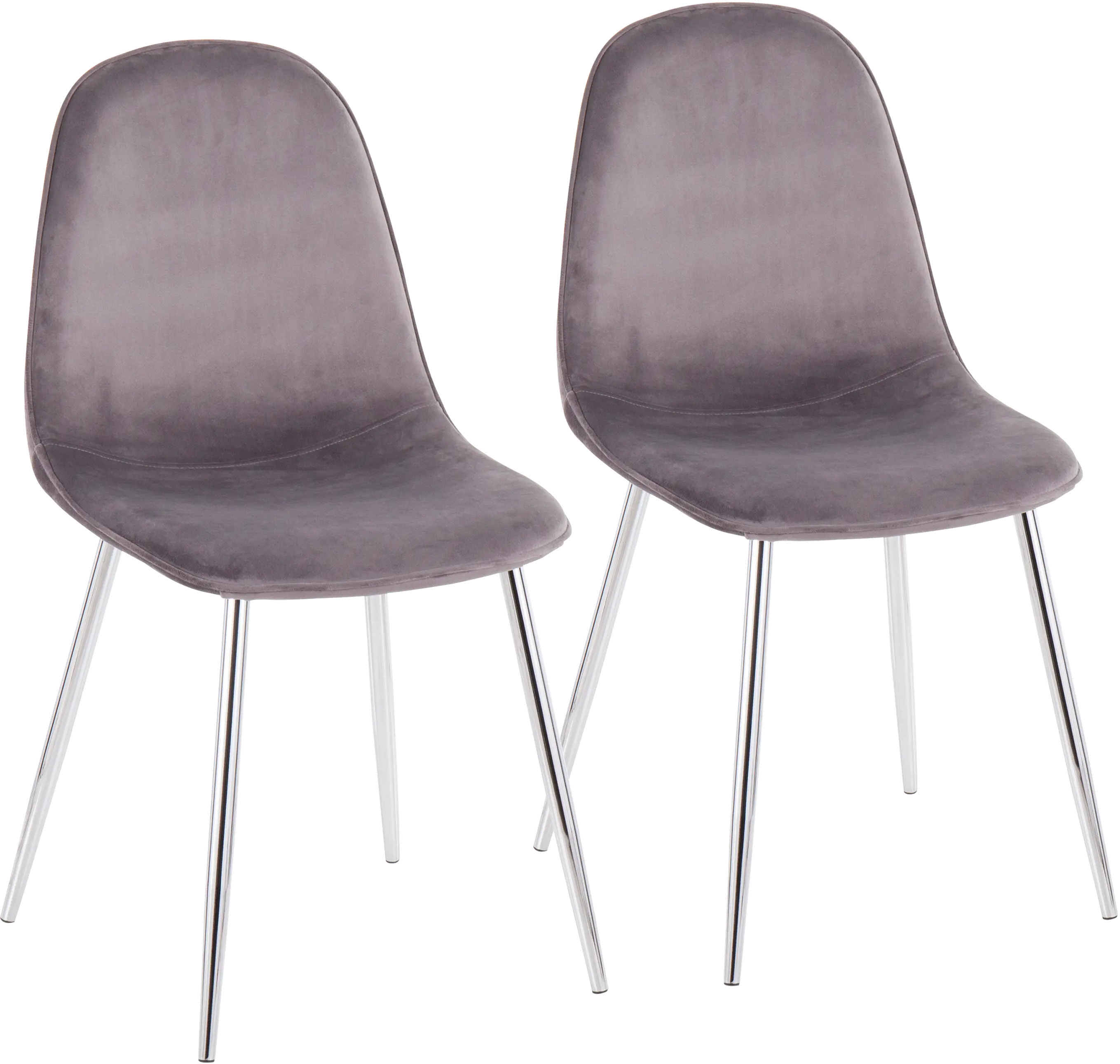 CH-PEBBLE SVVGY2 Contemporary Gray and Chrome Dining Room Chair (Set of 2) - Pebble-1