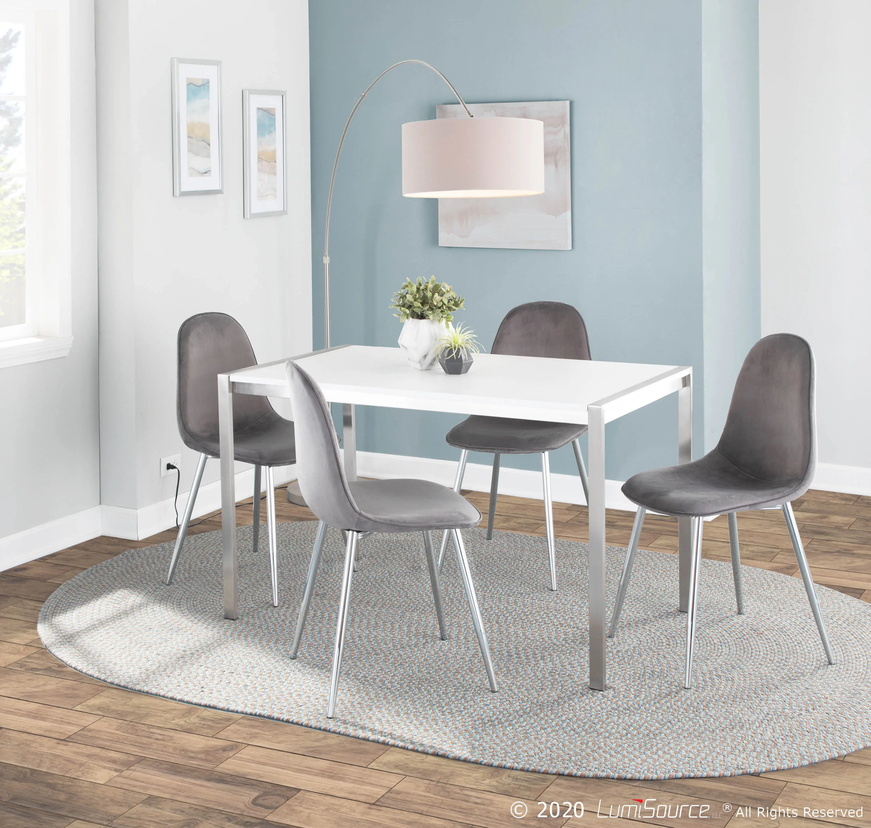 CH-PEBBLE SVVGY2 Contemporary Gray and Chrome Dining Room Chair (Set of 2) - Pebble-7