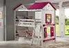 White and Pink Twin over Twin Bunk Bed - Sweetheart